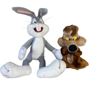 Vintage Looney Tunes Plush Lot Bugs Bunny Wile E Coyote 1994 1997 Warner Bros